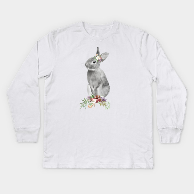Black White Floral Easter Bunny